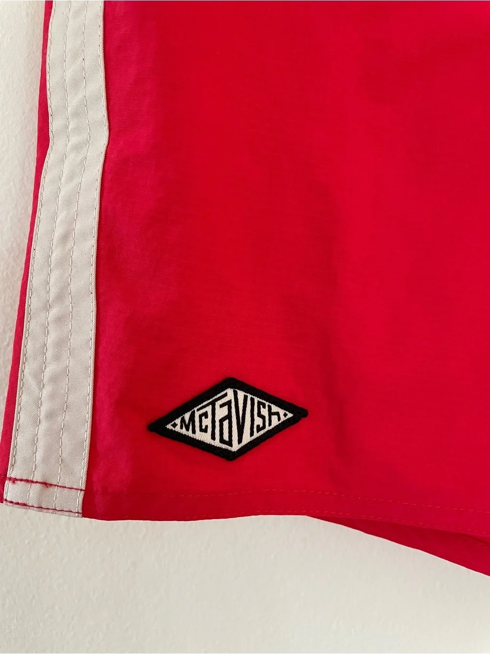 McTavish men’s Ripstop Board Shorts Swim Trunks Swim Suit Red Lifeguard beach 32